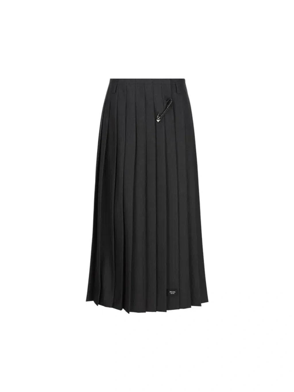 Elegant Wool Pleated Mini Skirt In Grey Product Image