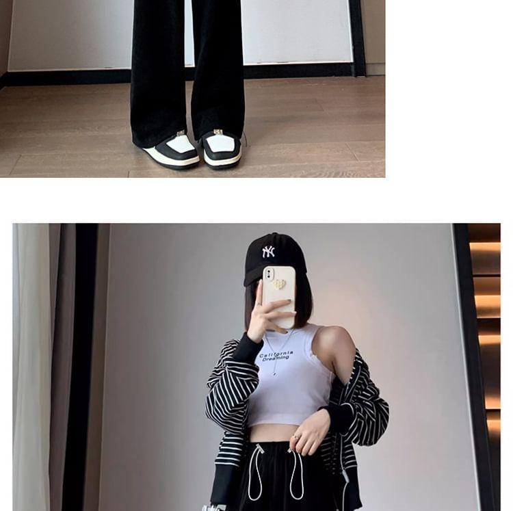 Maternity Drawstring Waist Plain Wide Leg Pants Product Image