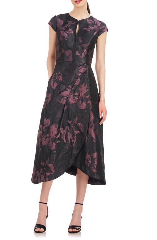 Kay Unger Massima Metallic Floral Jacquard Midi Cocktail Dress Product Image