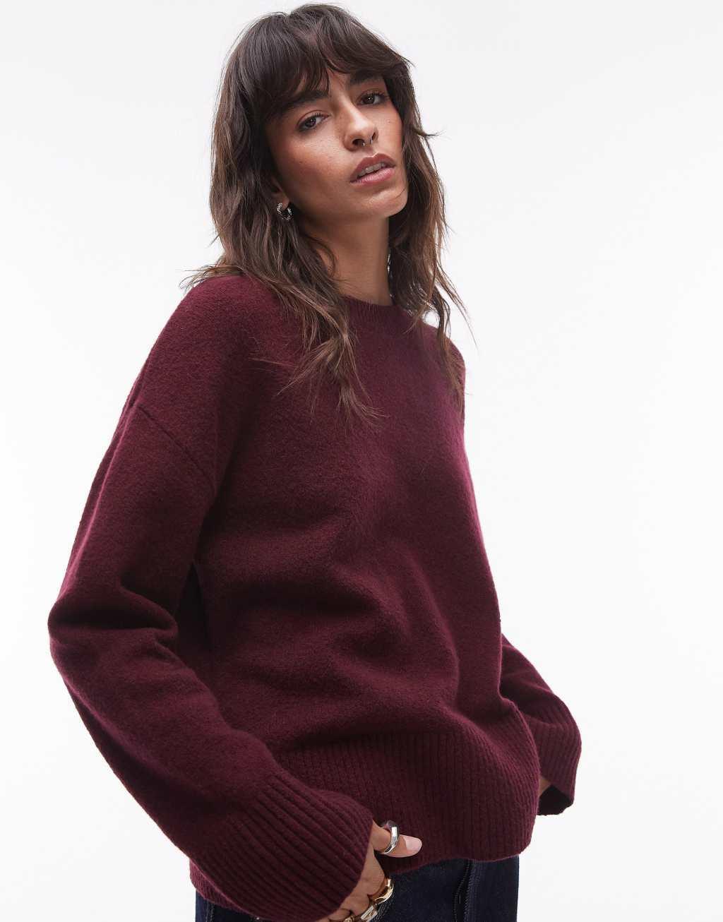 & Other Stories crew neck sweater in burgundy product image