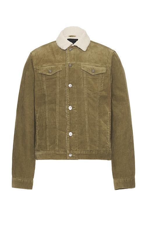 ALLSAINTS Westy Fleece Lined Corduroy Trucker Jacket In Taylor Green Product Image