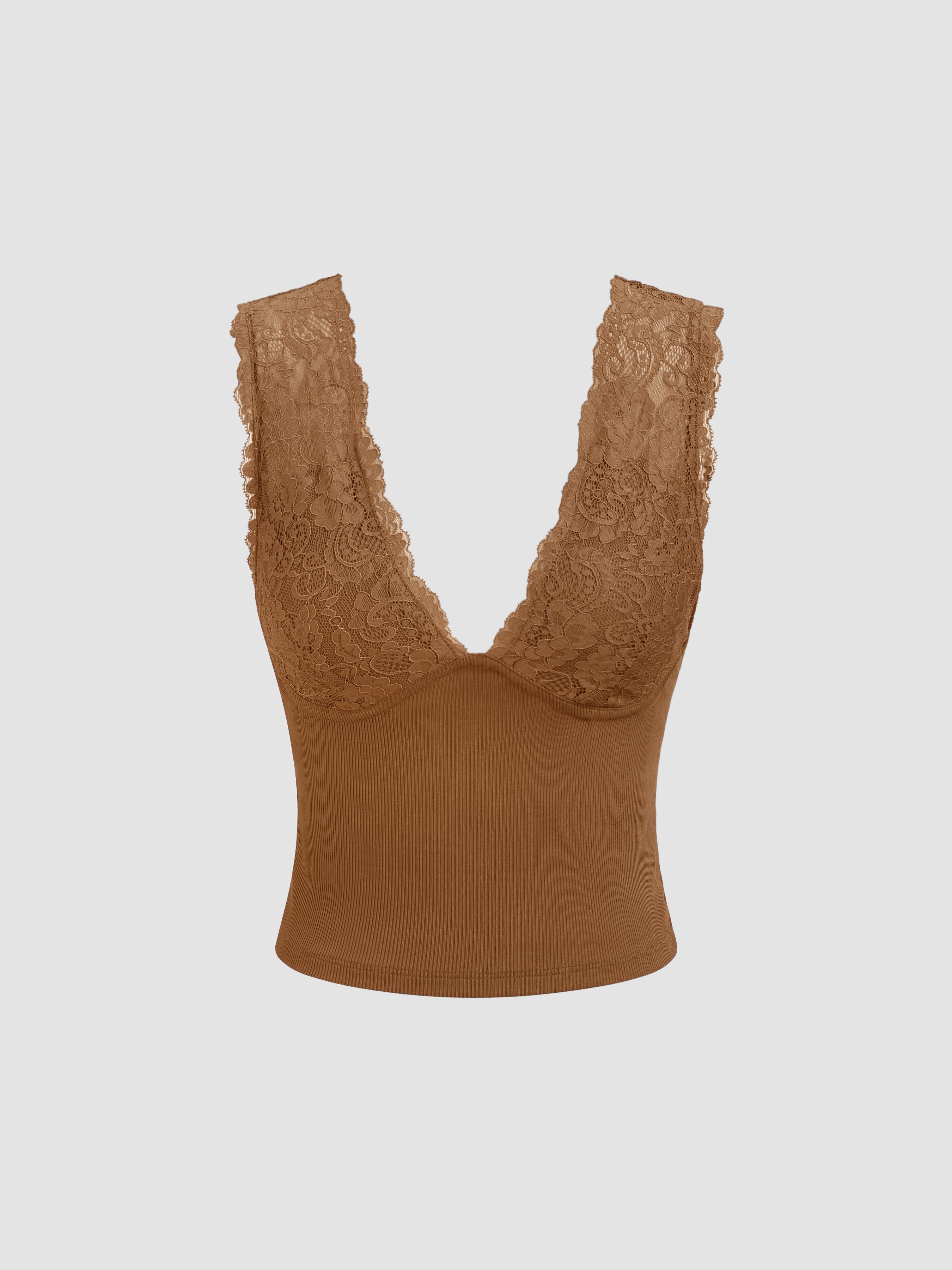 Lace V-neck Cami Crop Top Product Image