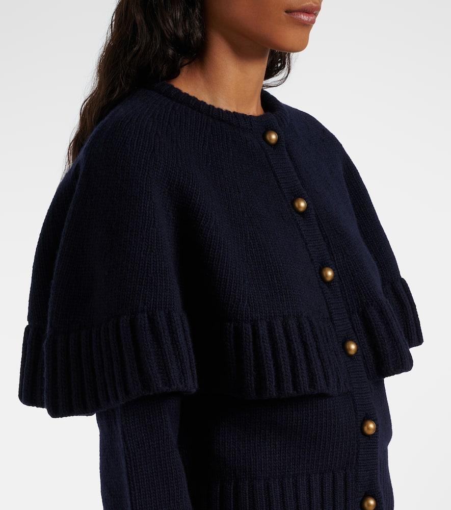 CHLOÉ Caped Wool And Cashmere Cardigan In Navy Product Image