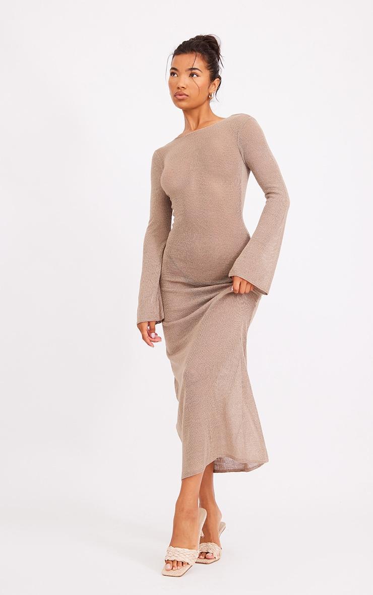 Taupe Scoop Back Filagree Knit Maxi Dress product image