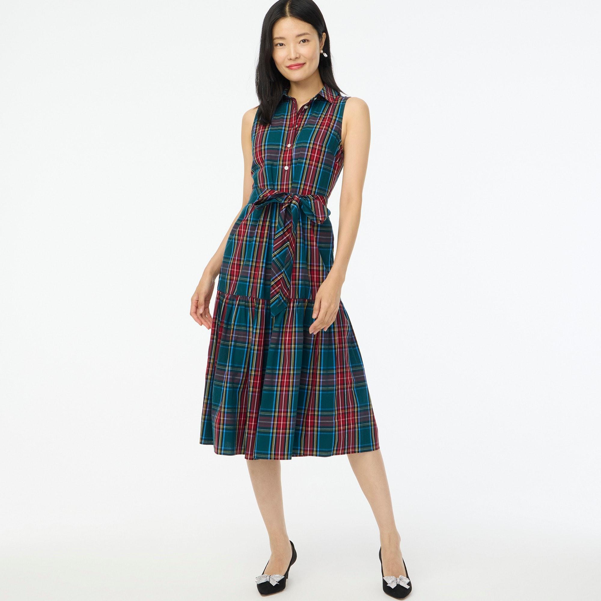 Sleeveless tartan shirtdress Product Image