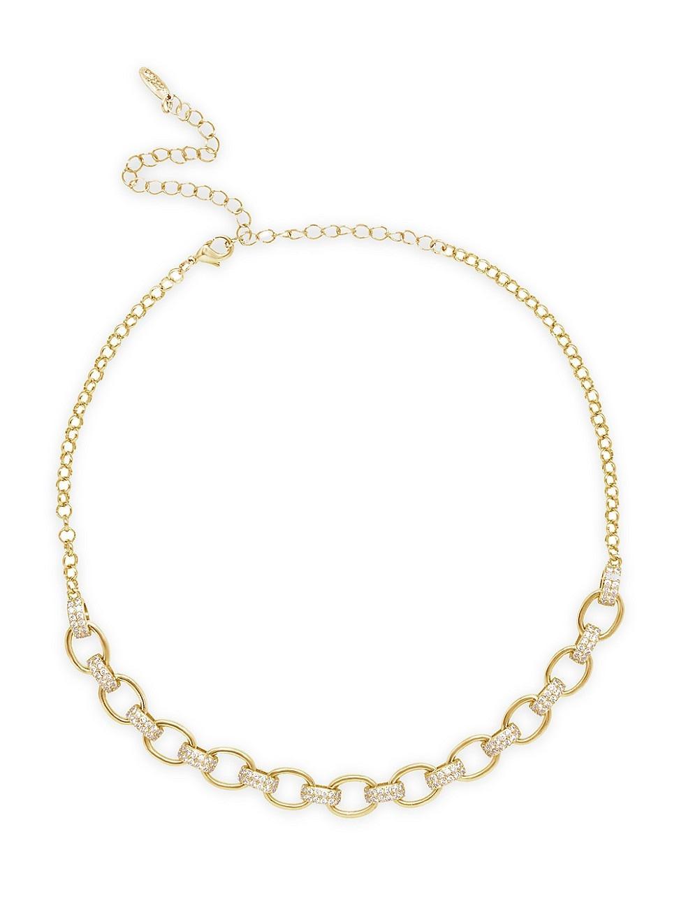 Womens Empowered Crystal & 18K Gold-Plated Chain Link Necklace Product Image