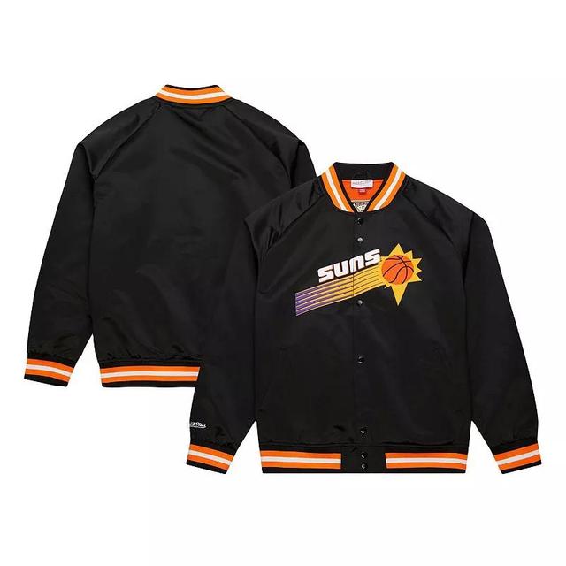 Mens Mitchell & Ness Black Phoenix Suns Hardwood Classics Throwback Wordmark Raglan Full-Snap Jacket Product Image