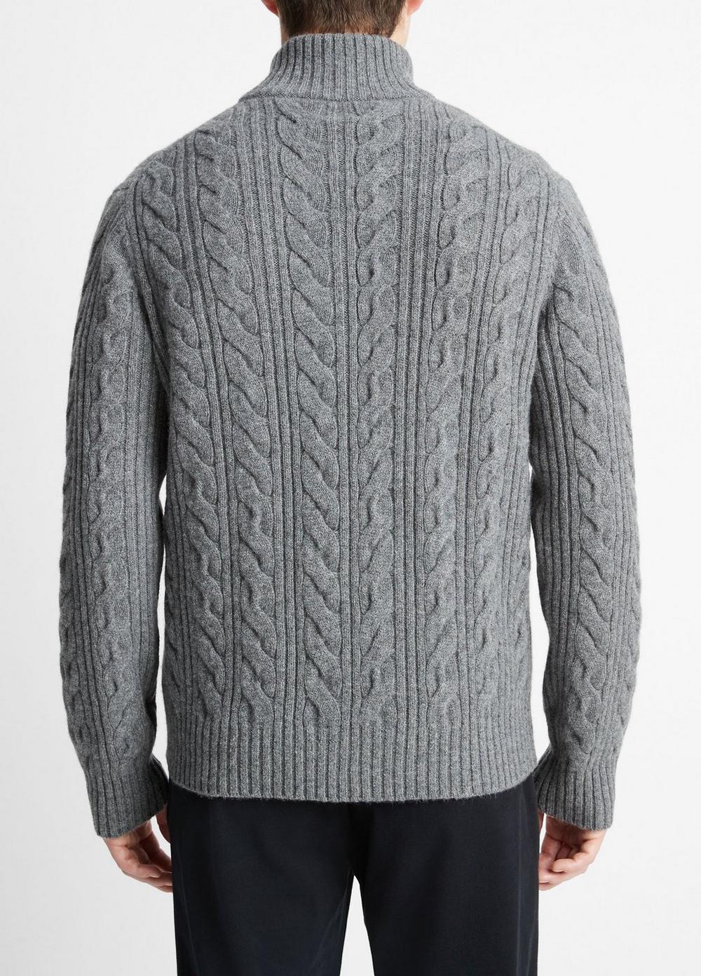 Cable-Knit Wool Quarter-Zip Sweater Product Image