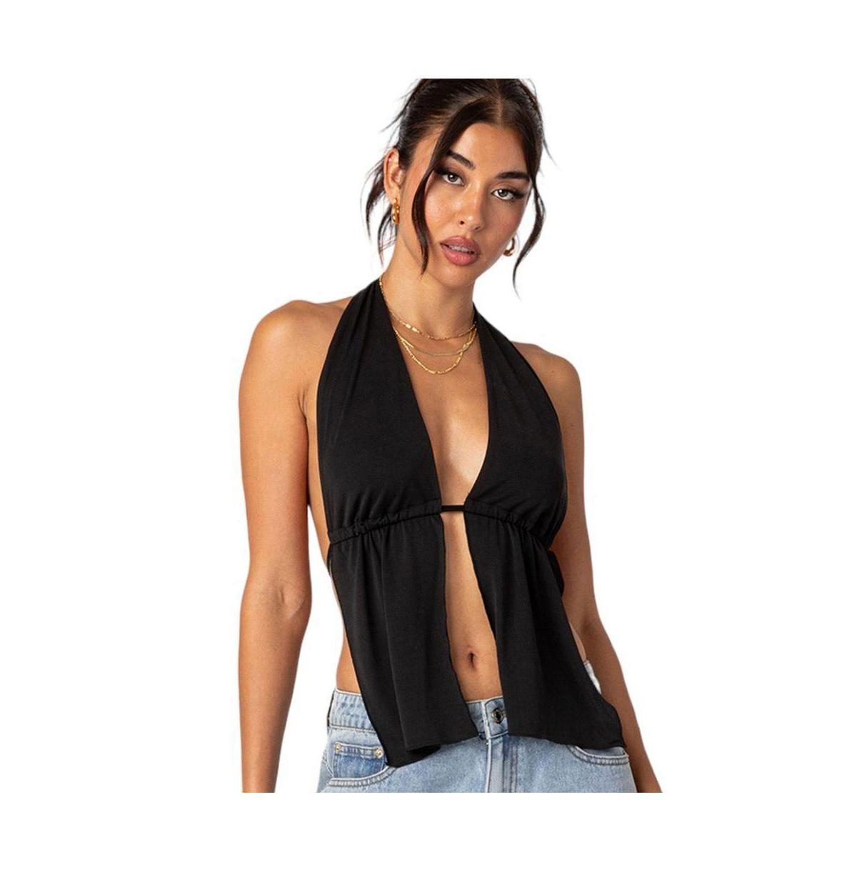 Womens Split front top halter top Product Image