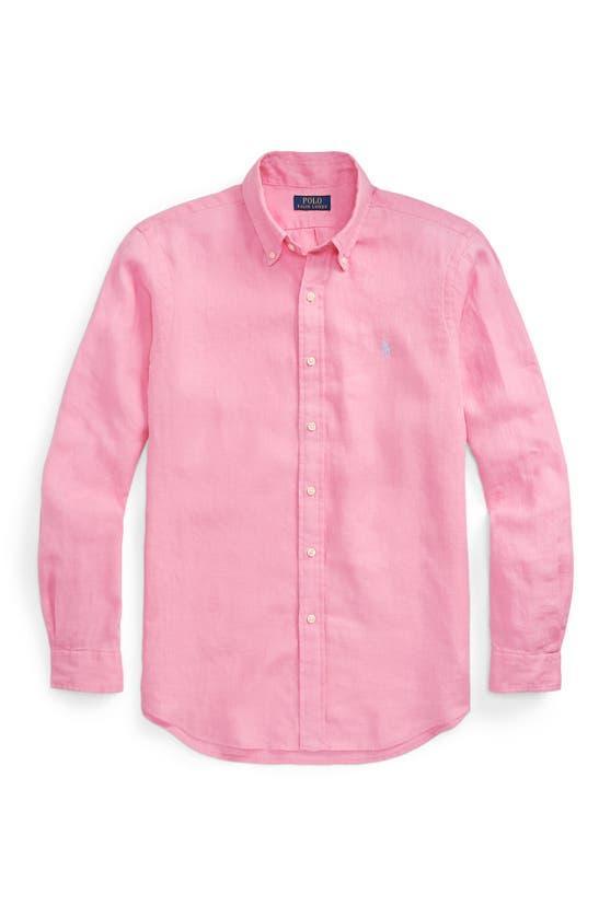 Classic Fit Linen Button-down Shirt In Florida Pink Product Image