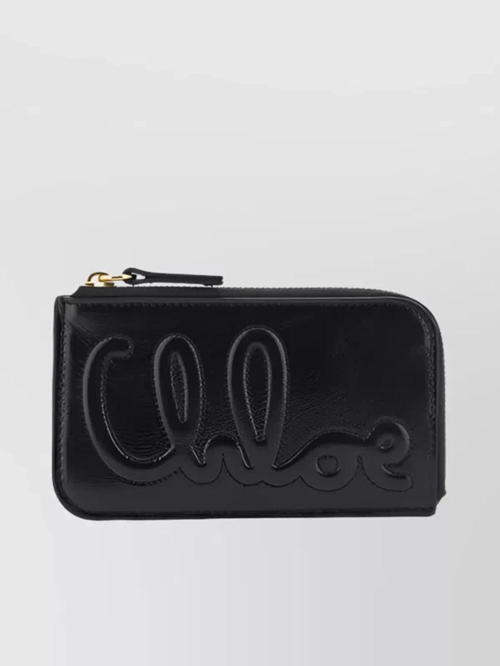 Leather Card Holder Gold-tone Hardware In Black Product Image