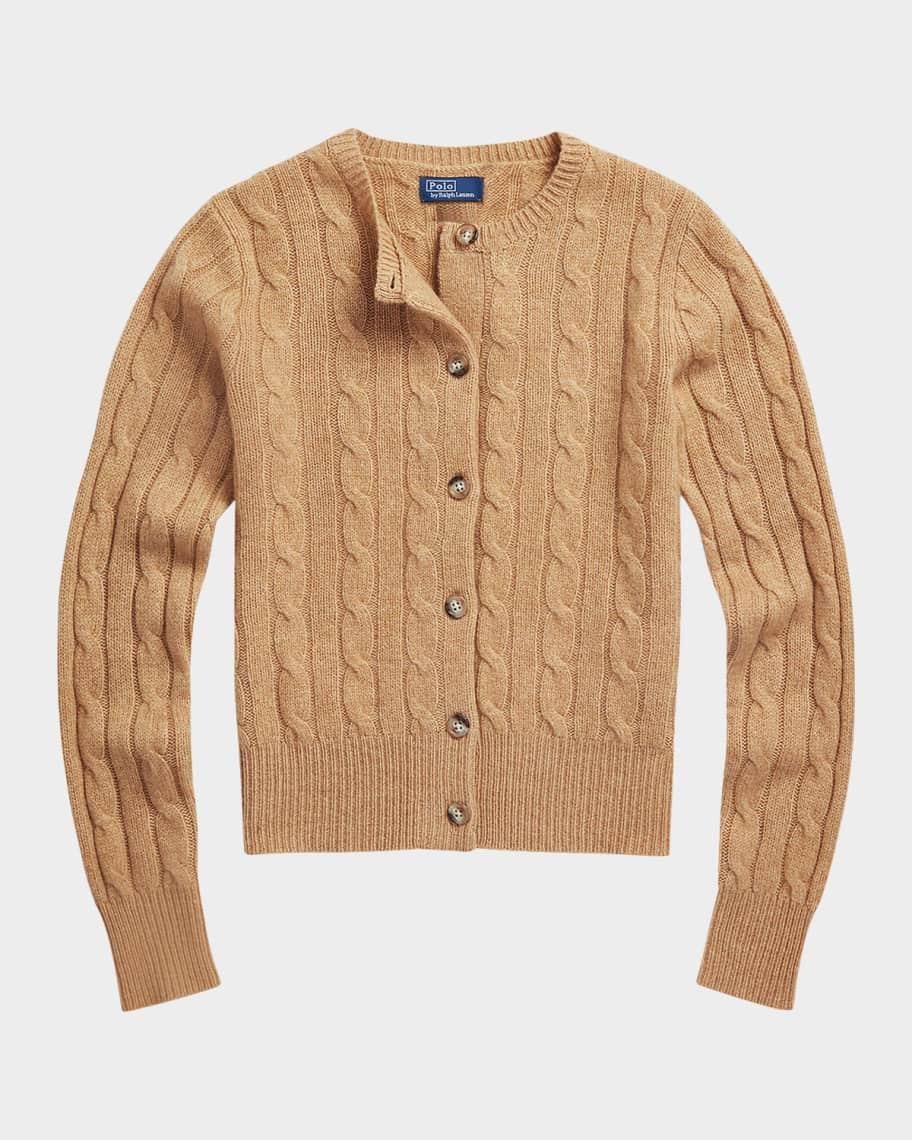 Cable-Knit Cashmere Crewneck Cardigan product image