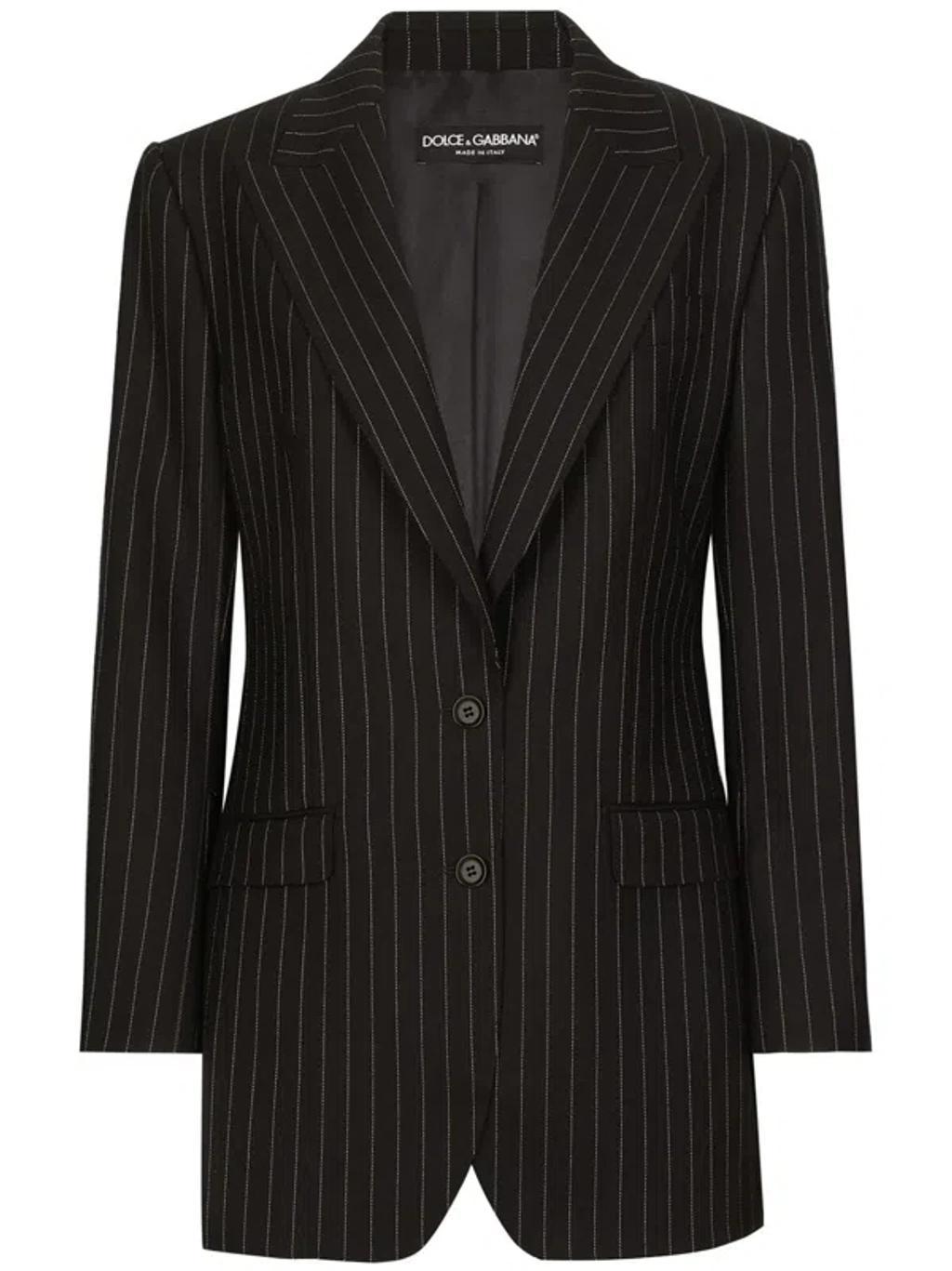 Single-breasted Pinstripe Wool Jacket In マルチカラー Product Image