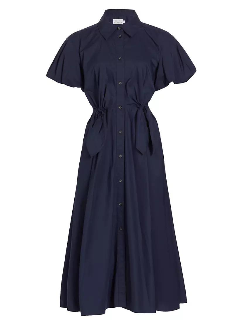 Womens Elza Puff-Sleeve Cotton Poplin Shirtdress Product Image