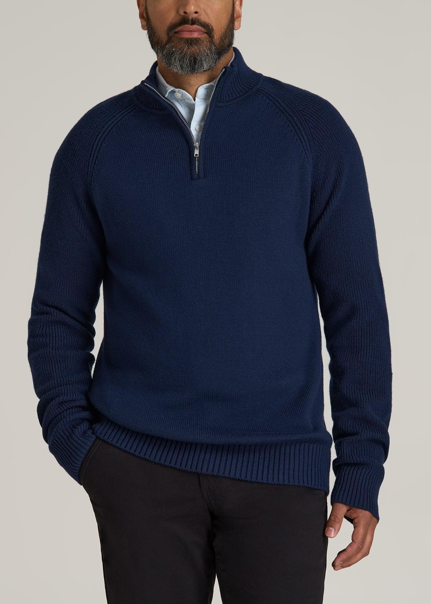 Chunky Merino Quarter Zip Sweater for Tall Men in Patriot Blue product image