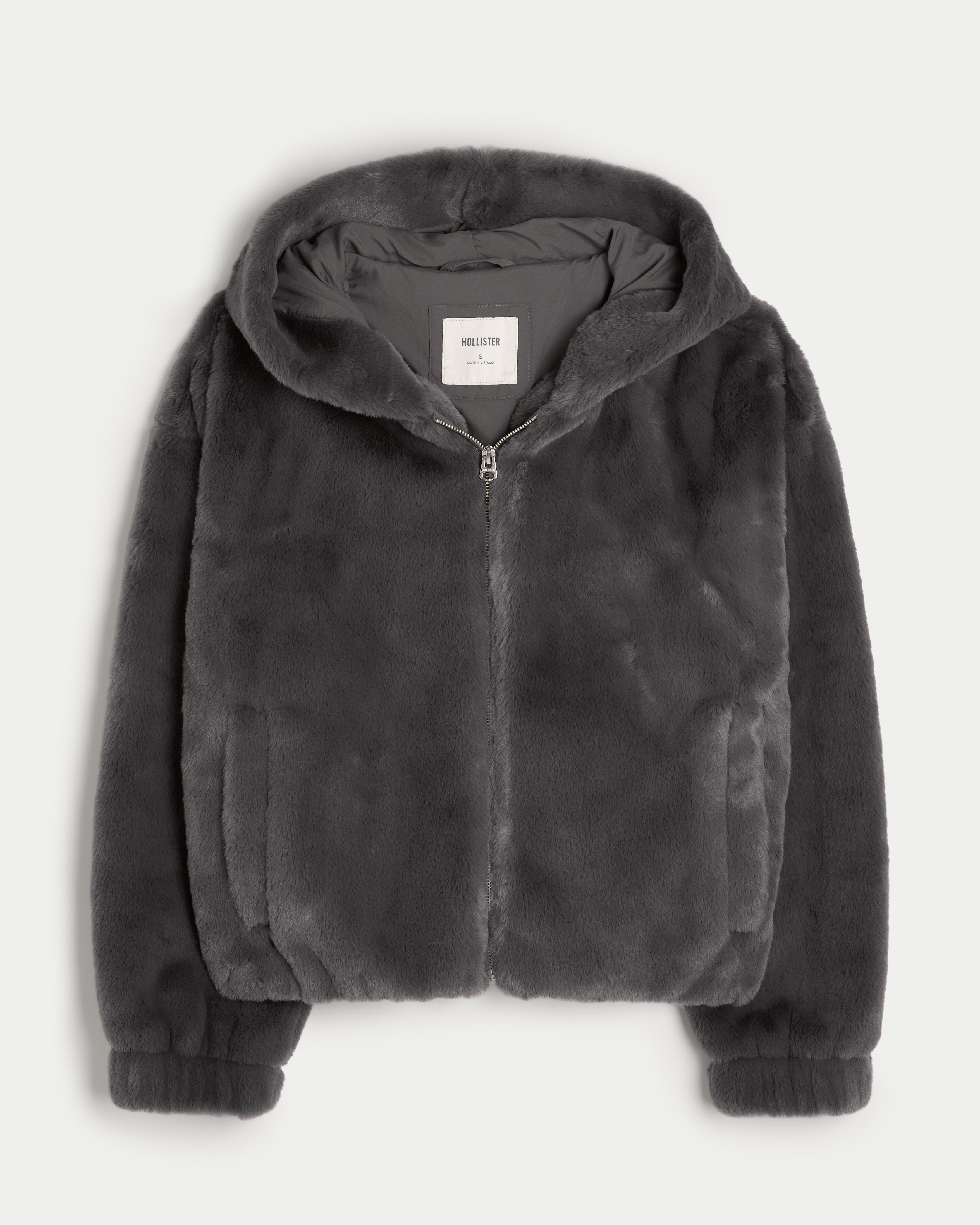 Curly Faux Fur Zip-Up Jacket Product Image