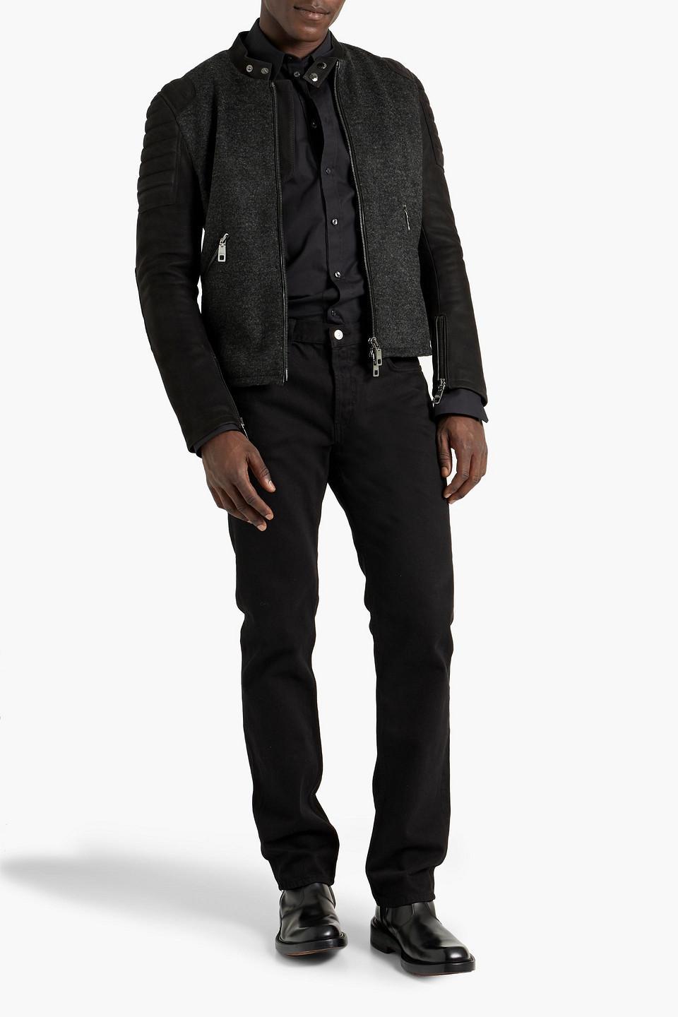 Leather-paneled Wool-bouclé Jacket In Black Product Image