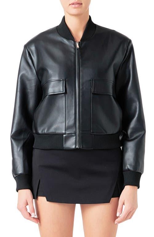 Endless Rose Faux Leather Bomber Jacket Product Image