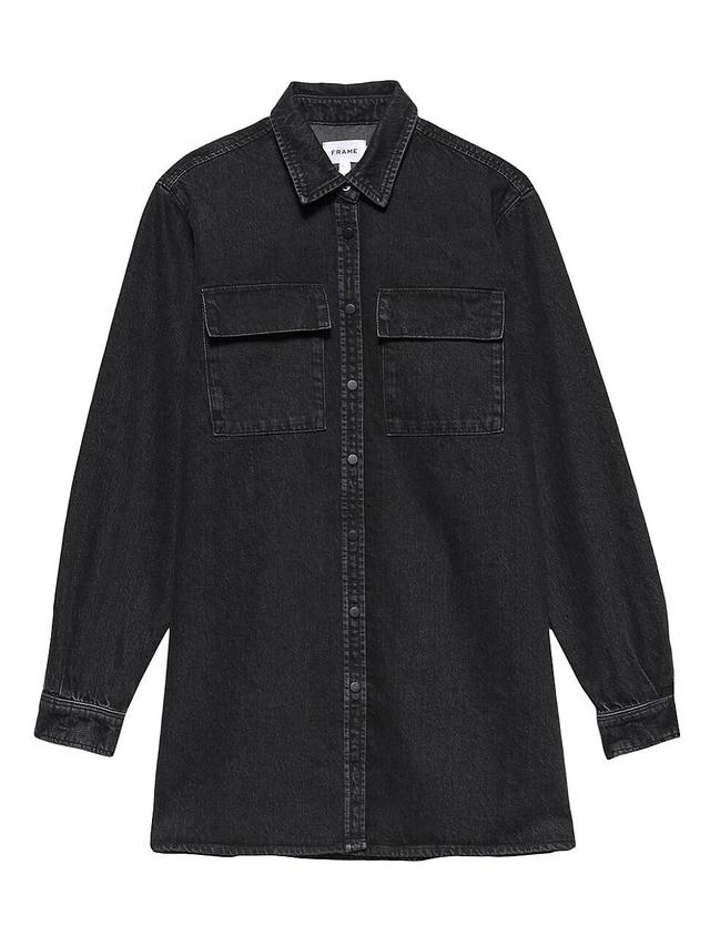 Womens A-Line Denim Shirtdress Product Image