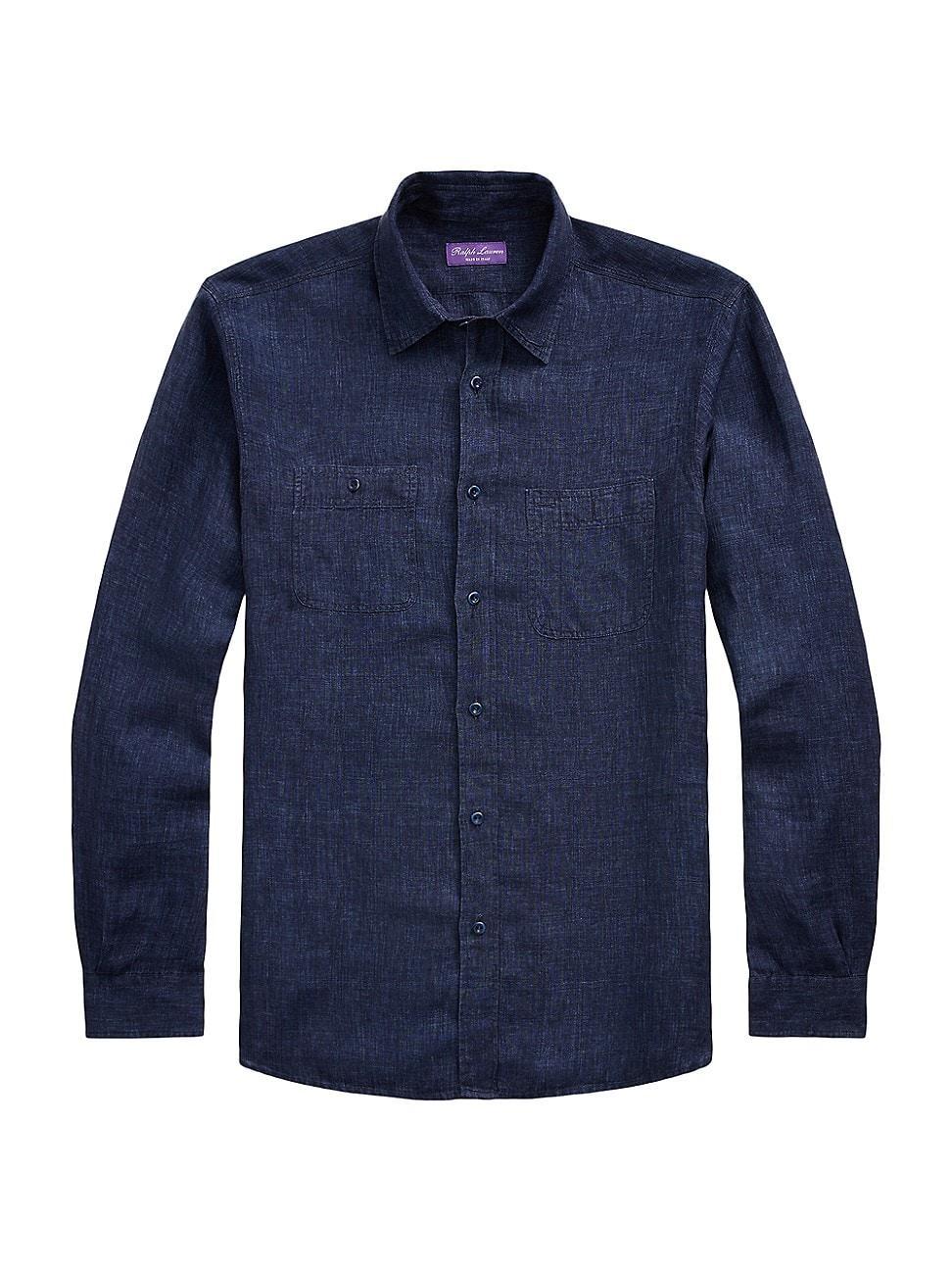 Mens Dlav Linen Button-Front Workshirt Product Image