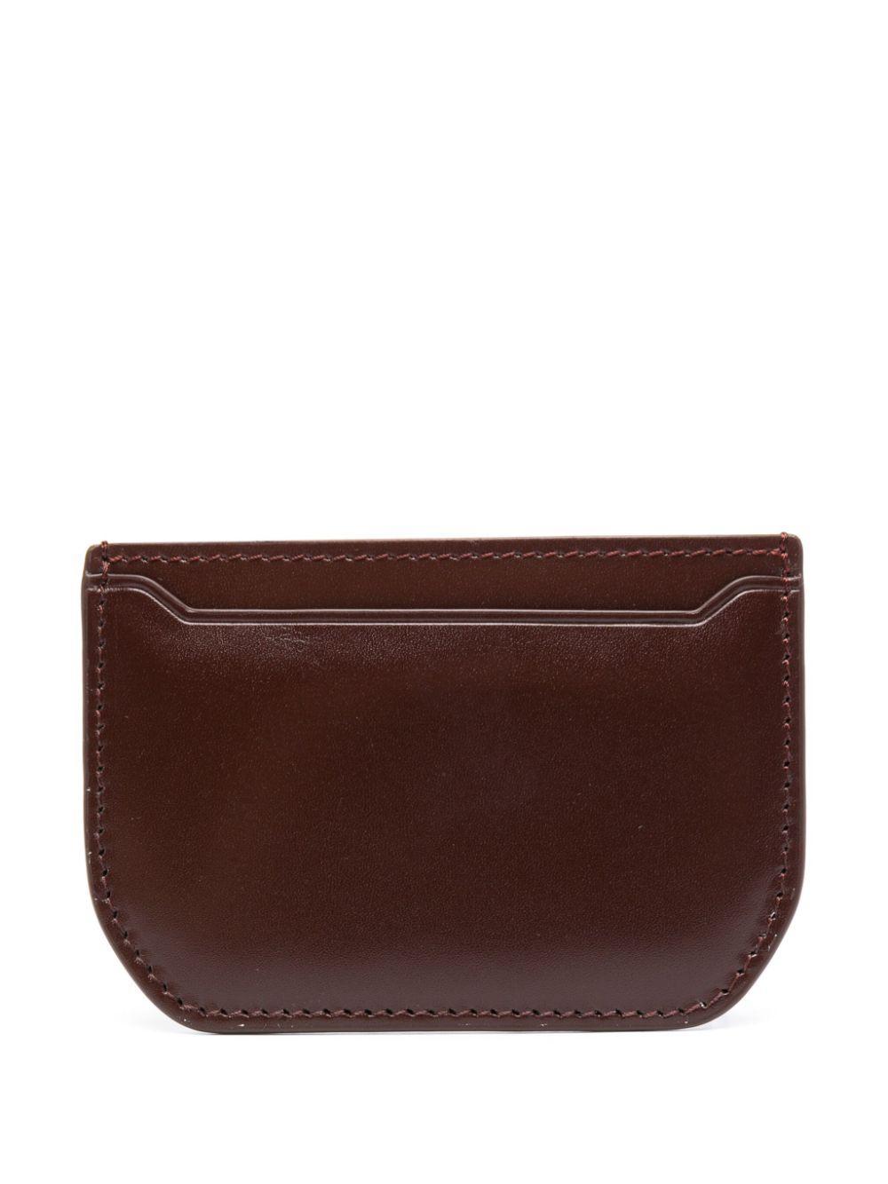 LEMAIRE Logo-print Leather Card Holder In Brown Product Image