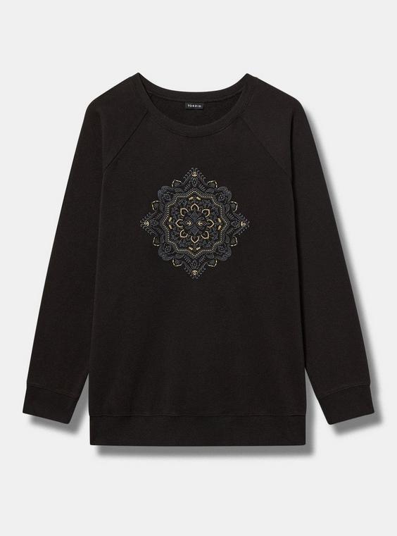 Mandala Classic Fit Cozy Fleece Raglan Embroidered Sweatshirt  product image