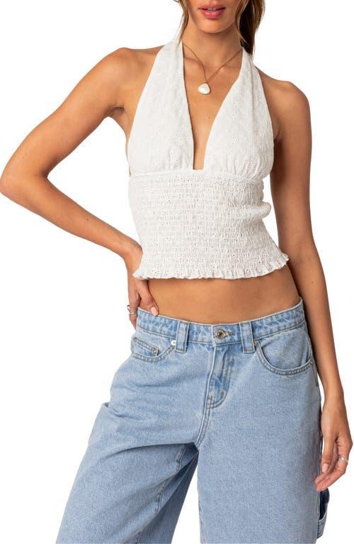 EDIKTED Hannah Cotton Eyelet Halter Top Product Image