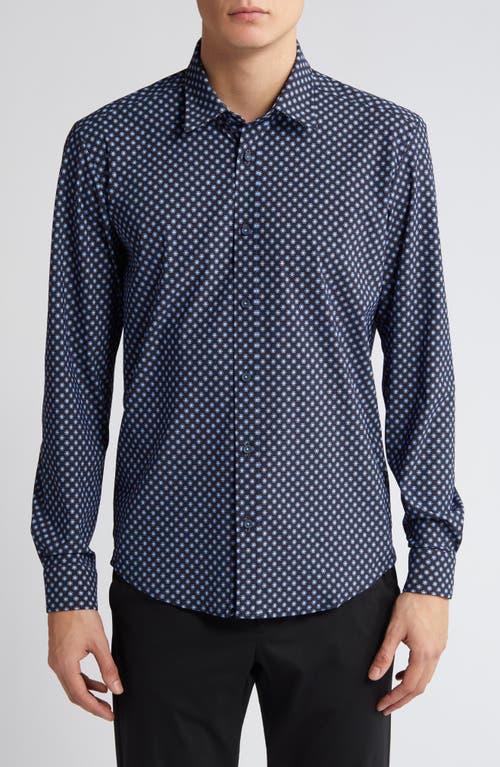 BOSS Liam Regular Fit Geometric Medallion Print Stretch Button-Up Shirt Product Image