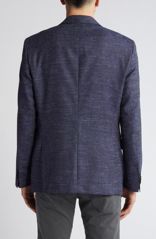 HUGO BOSS Slim-fit Jacket In A Patterned Wool Blend In Dark Blue Product Image