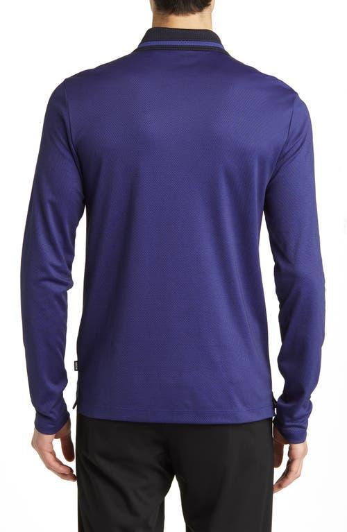 Boss Pleins Long Sleeve Polo In Dark Blue Product Image