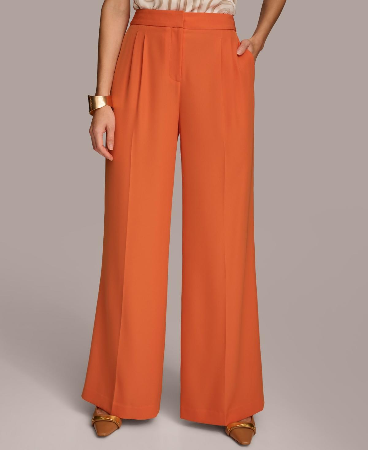 Donna Karan Women's Wide-Leg Pleat-Front Pants Product Image