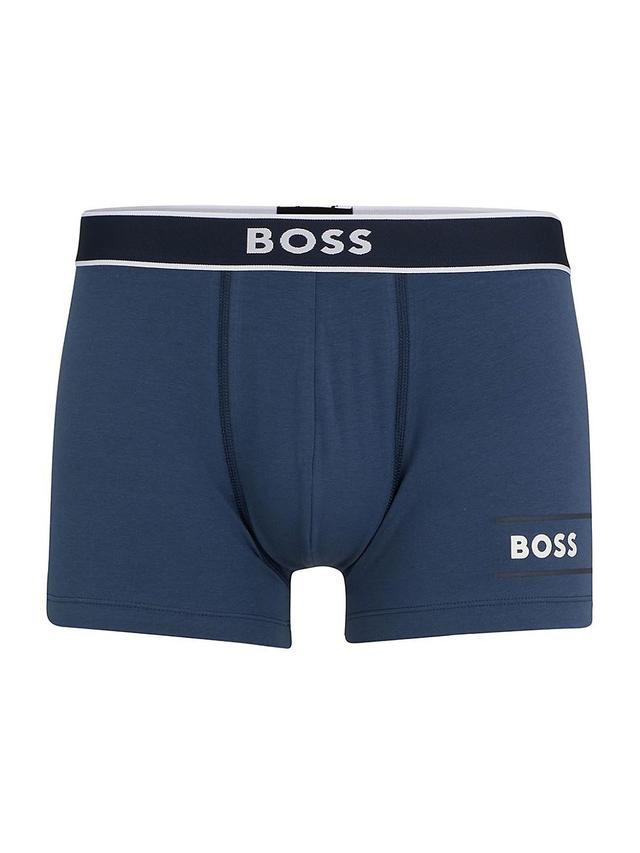 Mens Organic-Cotton-Blend Trunks With Stripes And Logos Product Image