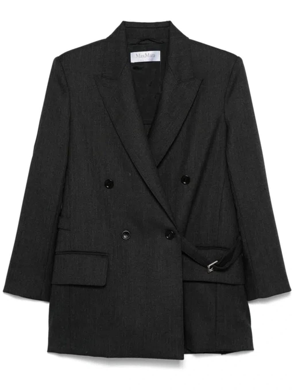 MAX MARA Wool Double-breasted Jacket In Grey Product Image