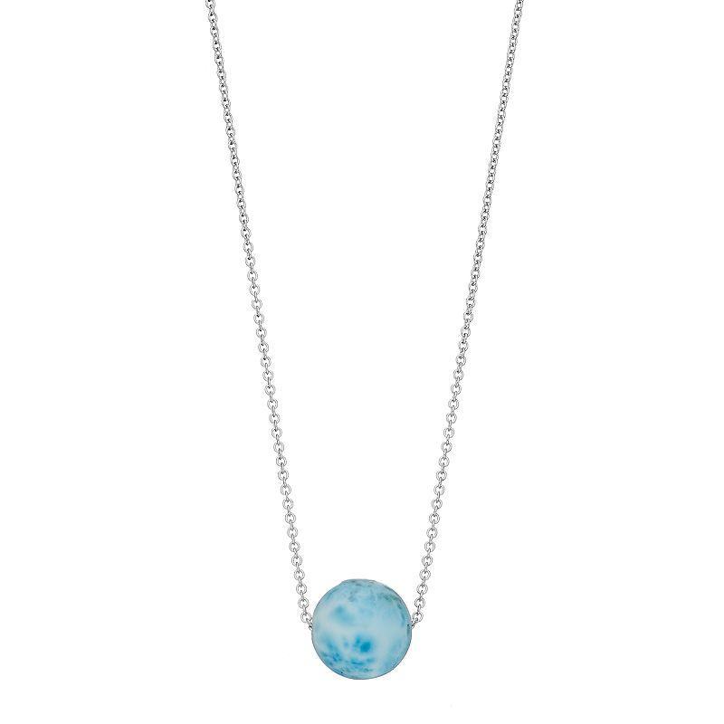 Sterling Silver Larimar Bead Pendant Necklace, Womens, Blue Product Image