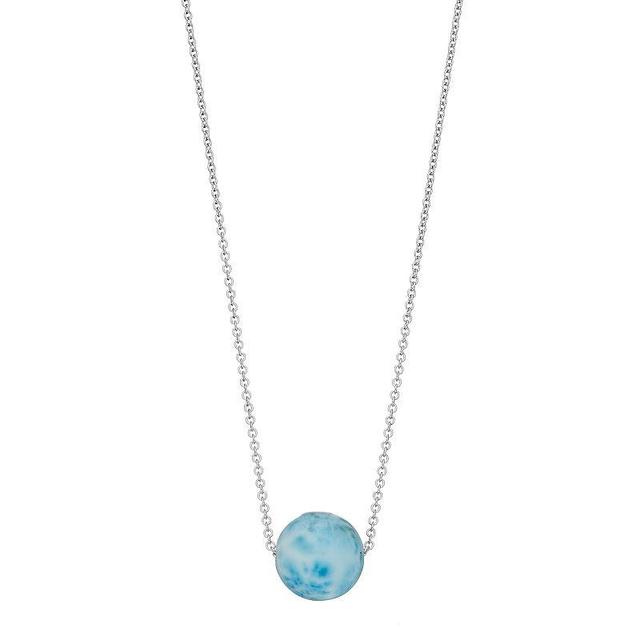 Sterling Silver Larimar Bead Pendant Necklace, Womens Product Image