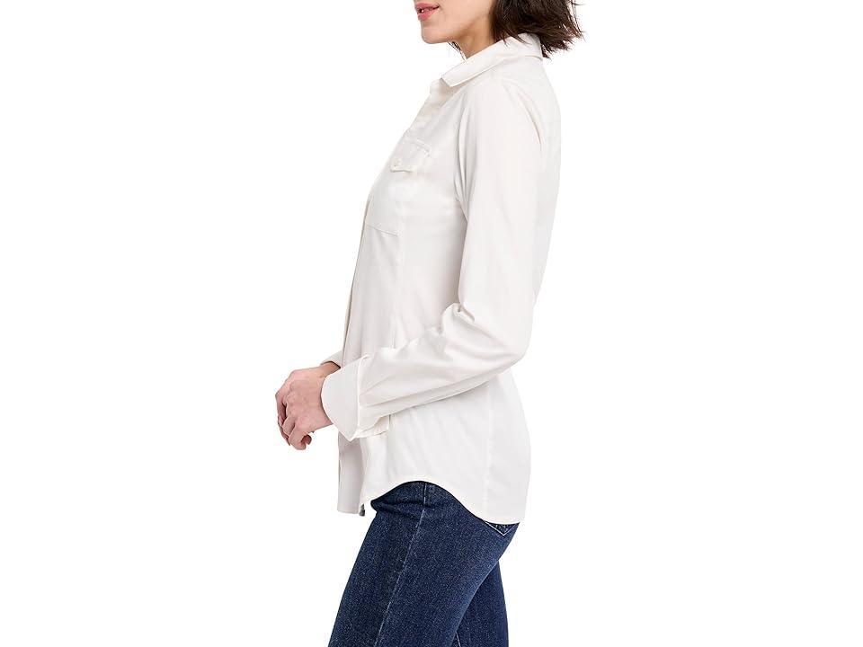 NIC+ZOE Mixed Media Pocket Shirt (Paper ) Women's Clothing Product Image