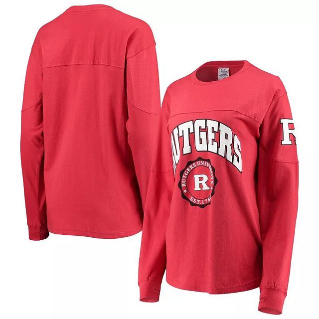 Womens Pressbox Scarlet Rutgers Scarlet Knights Edith Long Sleeve T-Shirt Product Image