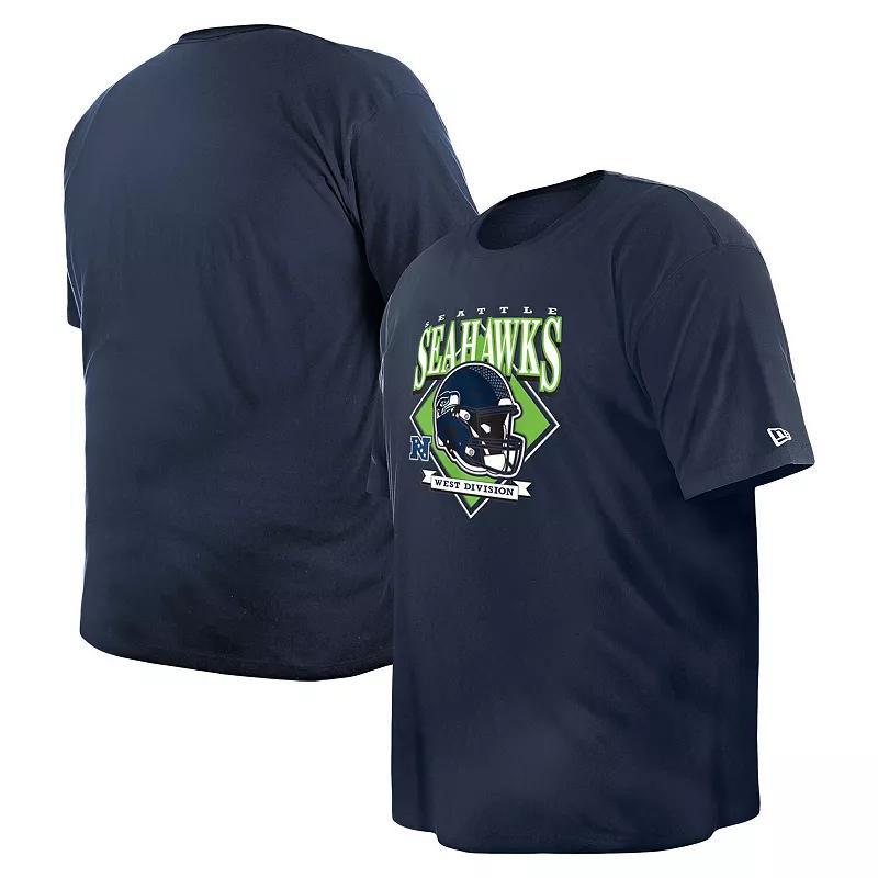 Mens New Era College Seattle Seahawks Big & Tall Helmet T-Shirt Blue Product Image