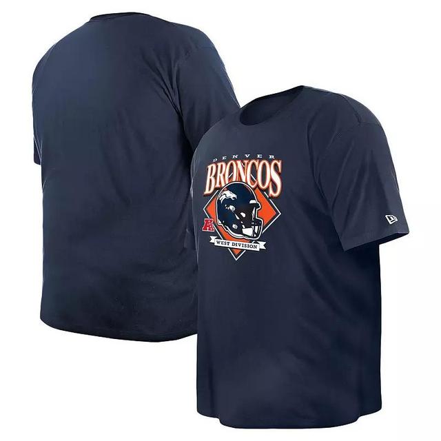 Mens New Era Denver Broncos Big & Tall Helmet T-Shirt Blue Product Image