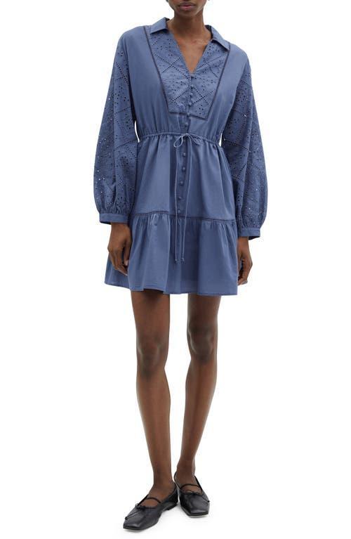 MANGO - Embroidered details shirt dress blueWomen Product Image