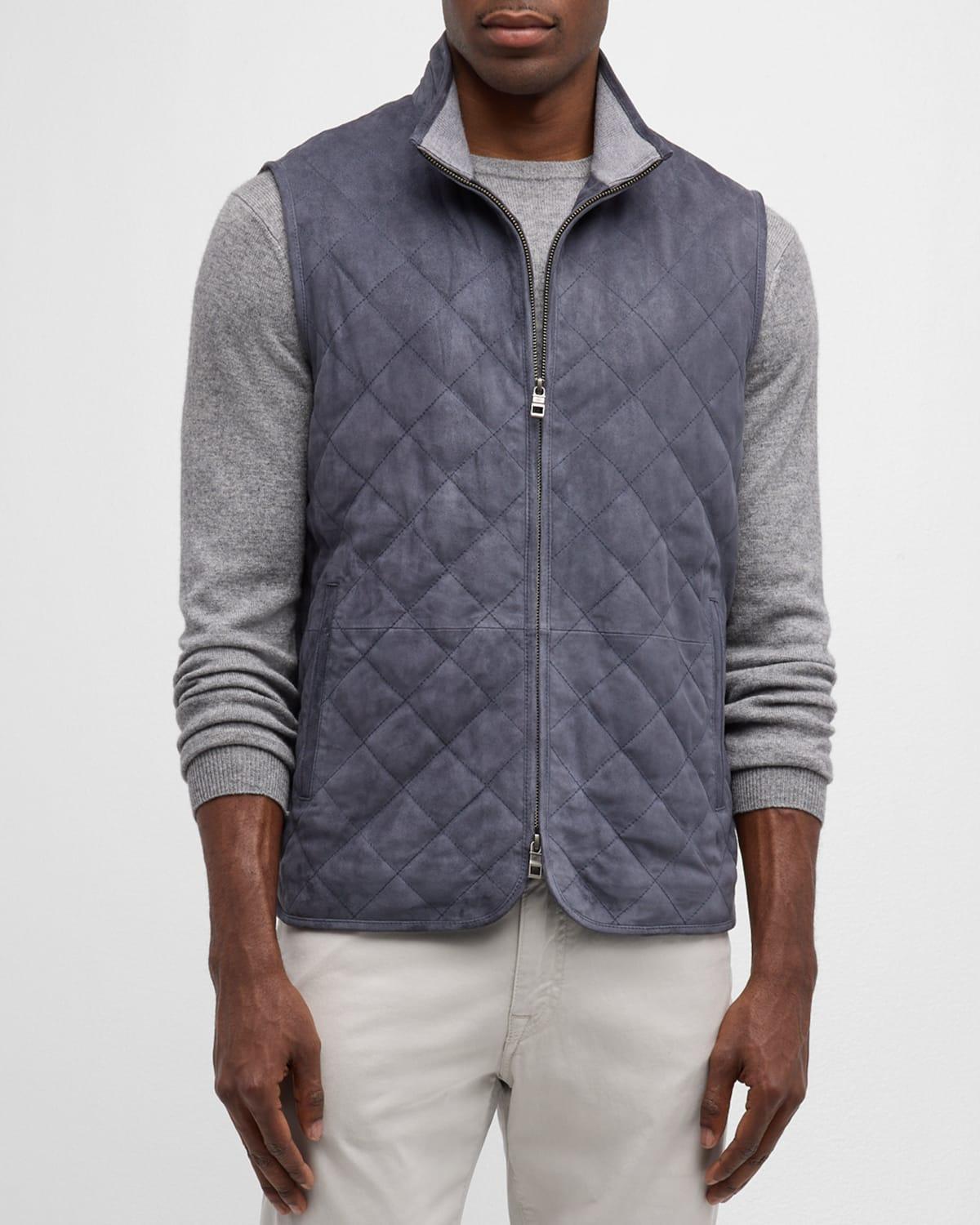 Men's Essex Quilted Suede Vest Product Image