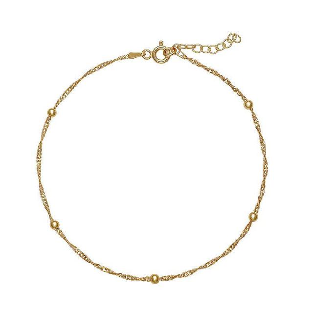 PRIMROSE Sterling Silver Bead Anklet, Womens Gold Tone Product Image