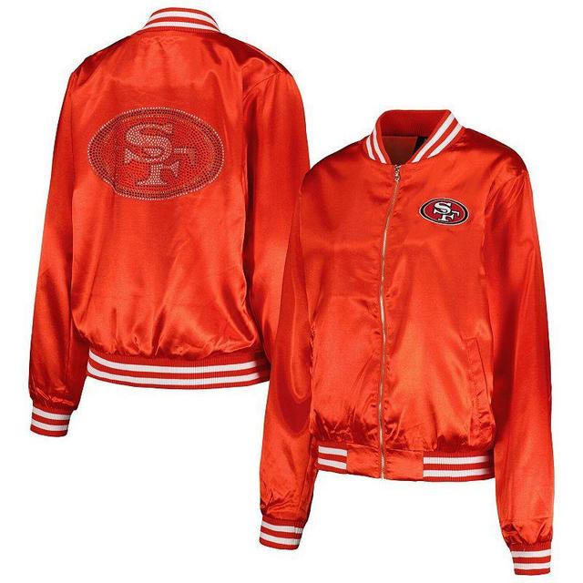 Womens Cuce Scarlet San Francisco 49ers Rhinestone Full-Zip Varsity Jacket Product Image