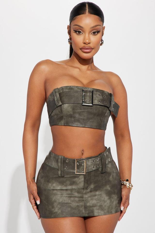 Janisa Faux Leather Tube Top - Grey Product Image