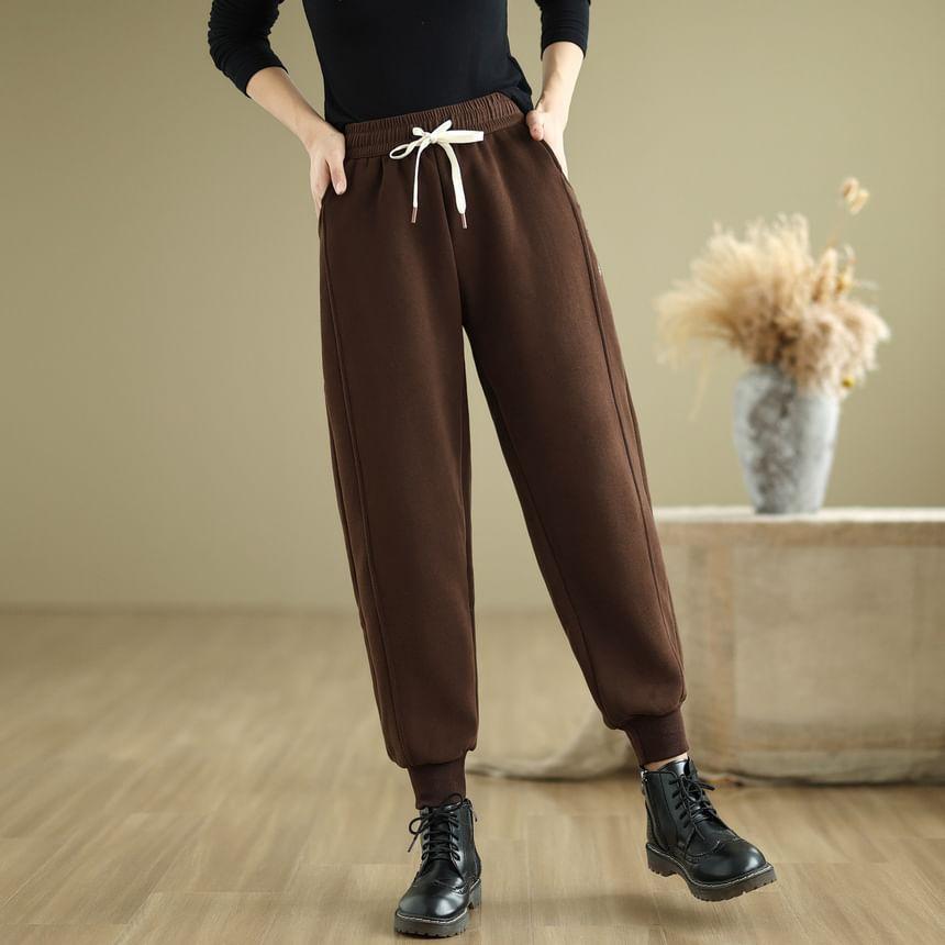 Drawstring Waist Plain Harem Pants Product Image