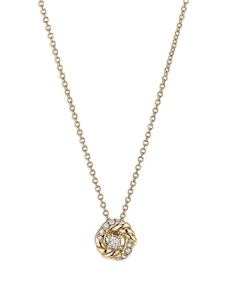 Womens Petite Infinity Pendant Necklace In 18K Yellow Gold With Diamonds Product Image