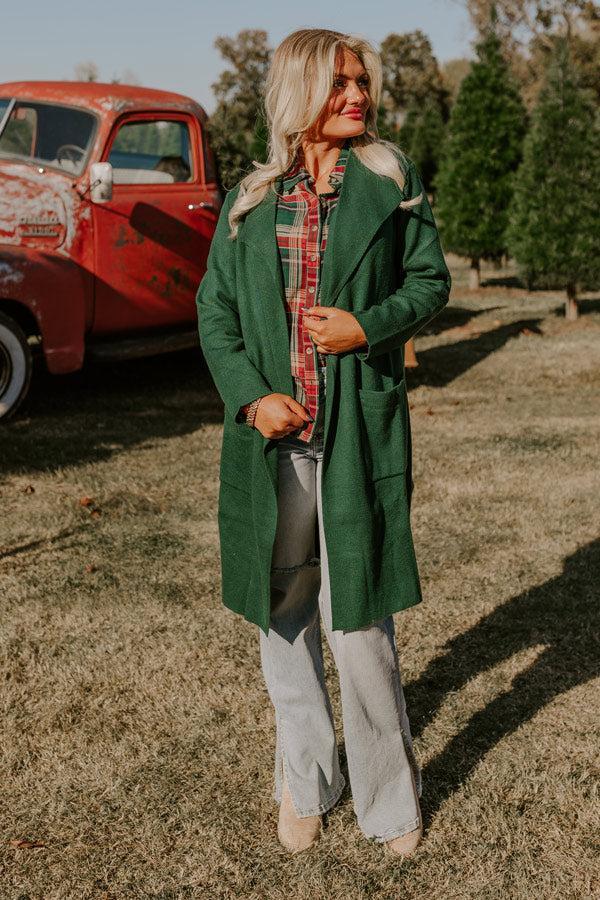 Slope City Light Weight Coat In Hunter Green Product Image