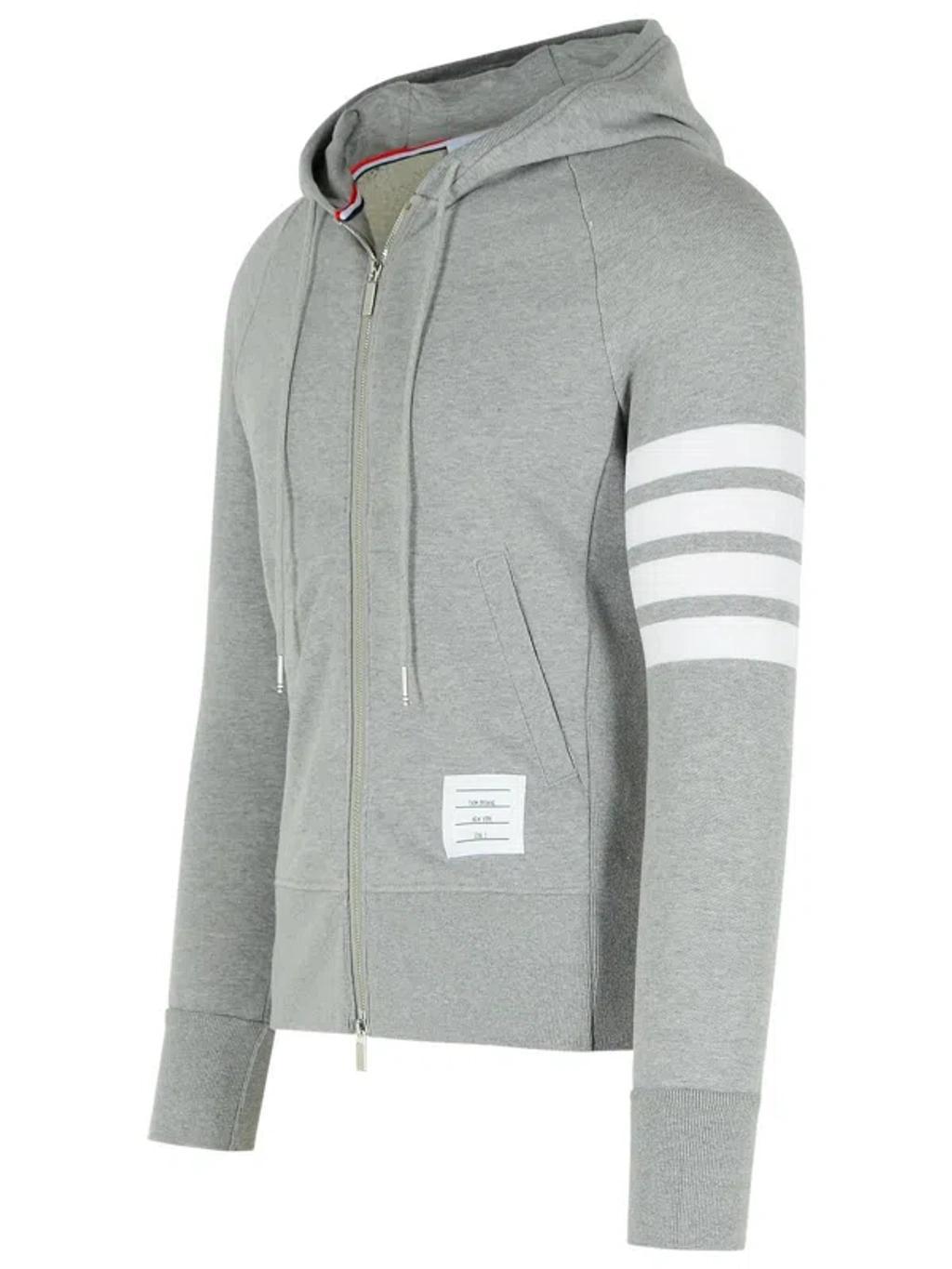 THOM BROWNE Gray Cotton Sweatshirt In Grey Product Image