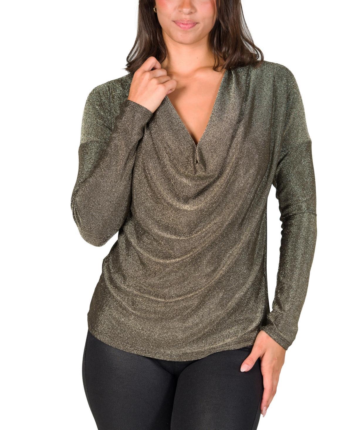 Womens 24Seven Comfort Apparel Cowlneck Shimmery Top Product Image