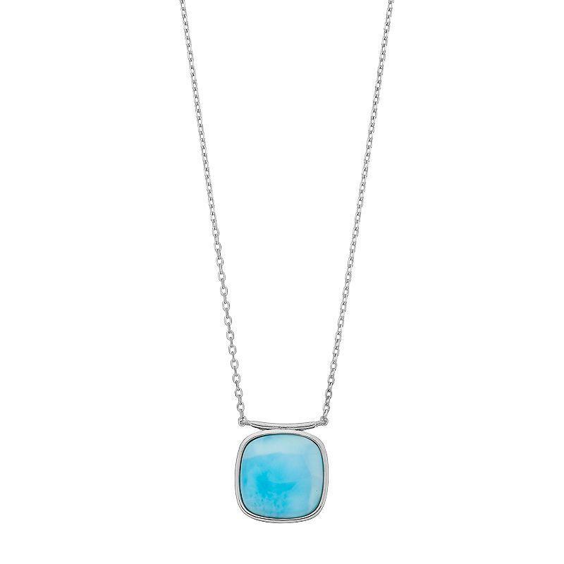 Sterling Silver Larimar Square Pendant Necklace, Womens Product Image